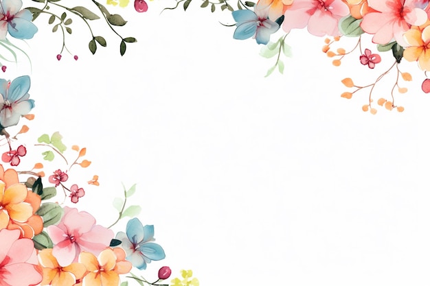 A water color flowers border template corner design