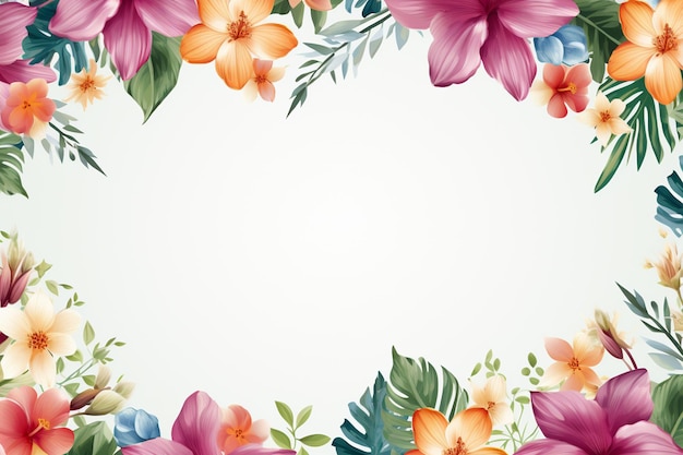 A water color flowers border template corner design
