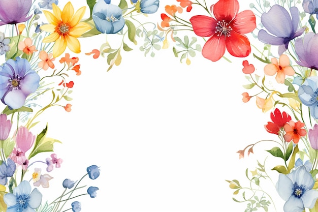 A water color flowers border template corner design