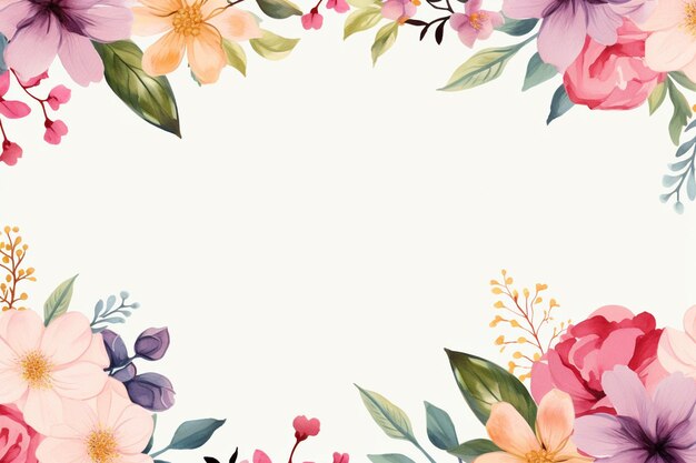 A water color flowers border template corner design