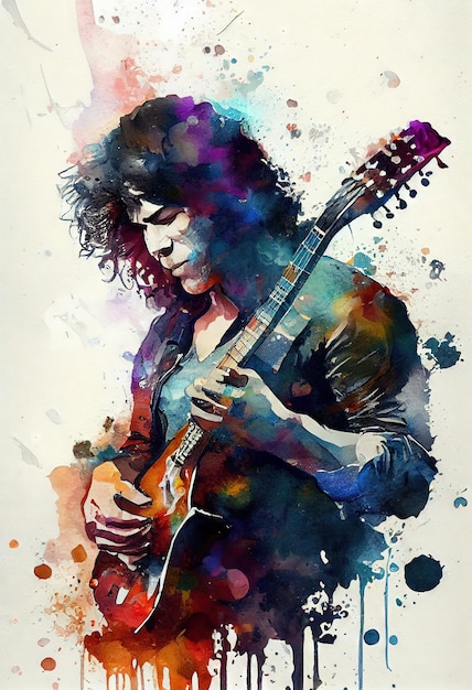 Water color Guitarist art