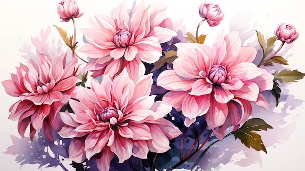 Water color hand drawn dahlia