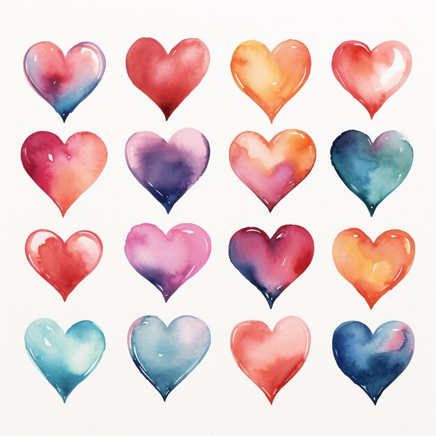 A water color heart icons