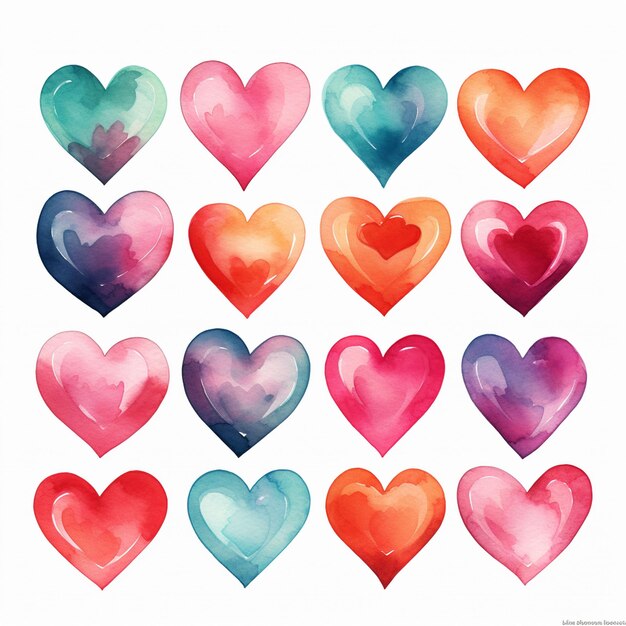 Photo a water color heart icons