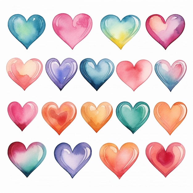 Photo a water color heart icons