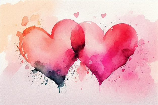 Water color of heart shape with a paper backgroune illustrator
