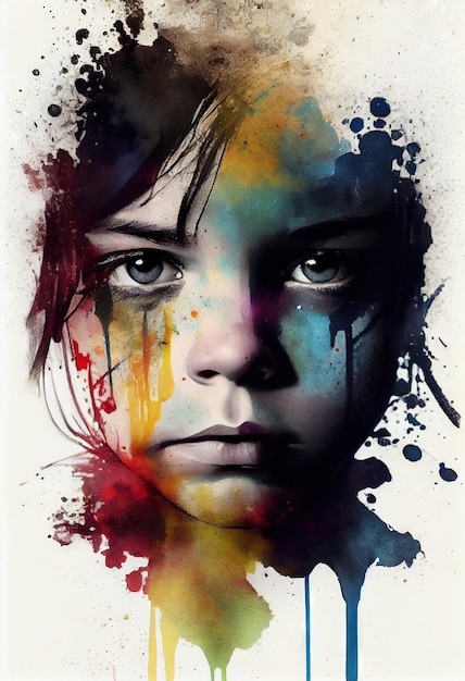 Water color kid face art