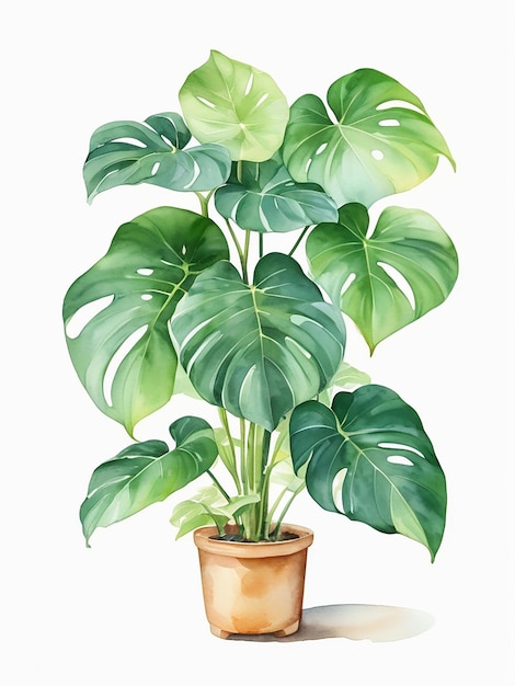 water color philodendron in pot 1