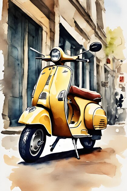 Photo water color scooter bike