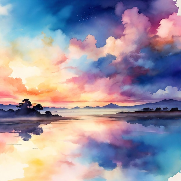 Water Color Sky Background