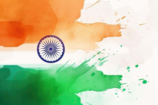 water colored indian flag ai generated