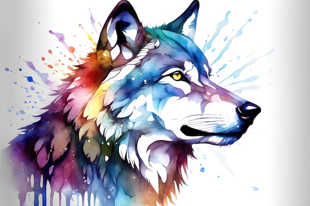 Water Colorful Wolf