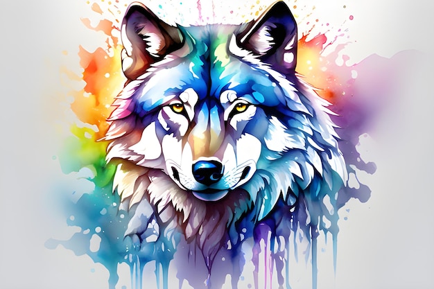 Water Colorful Wolf