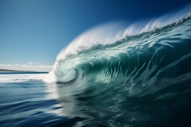 Water crash cool surfing blue nature ocean sea liquid wave Generative AI