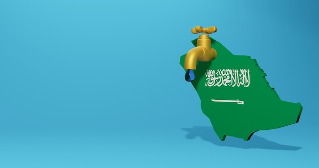 Water crisis and dry season in Arab Saudi for infographics and social media content in 3D rendering