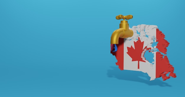 Crisi idrica e stagione secca in canada per infografiche nel rendering 3d