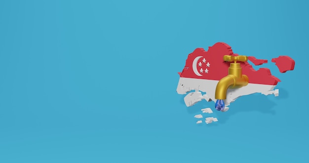 water crisis and dry season in singapore for infographics in 3d rendering