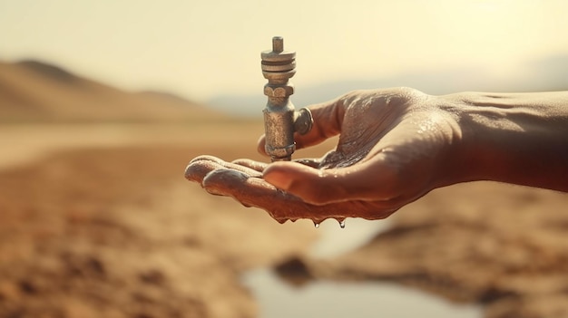 Water crisis is a serious threat to India and worldwide man holding his hand under the tap