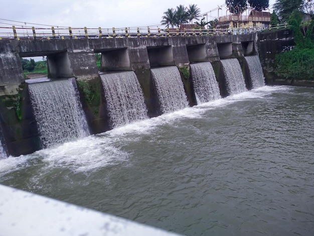 Water dam under the highway bridge