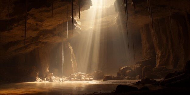 Water dark waterfall underground limestone ancient landscape background travel stone beautiful nature light stalagmite scenic cavern rock mountain cave