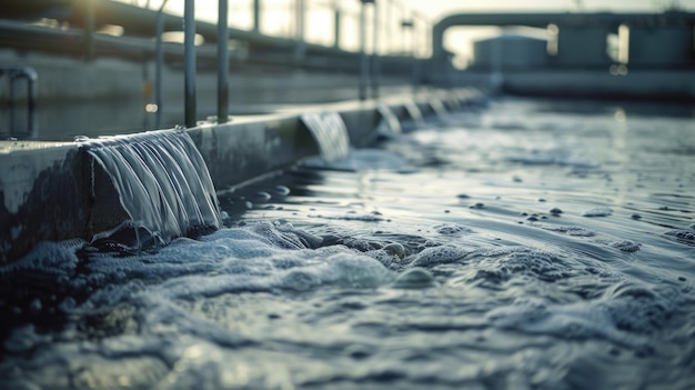 Foto water dat langs de zijkant van een haven stroomt, geschikt voor milieuthema's