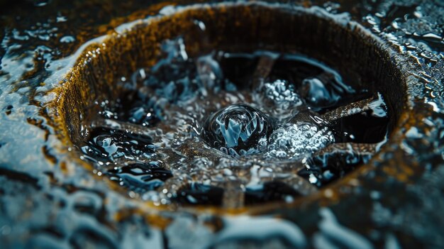 Foto water dat uit een gootsteen stroomt perfect voor het illustreren van het gebruik van loodgieterwater of huishoudelijke onderhoudsconcepten