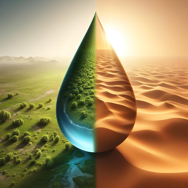 Water Day Post for social media water drop on desert