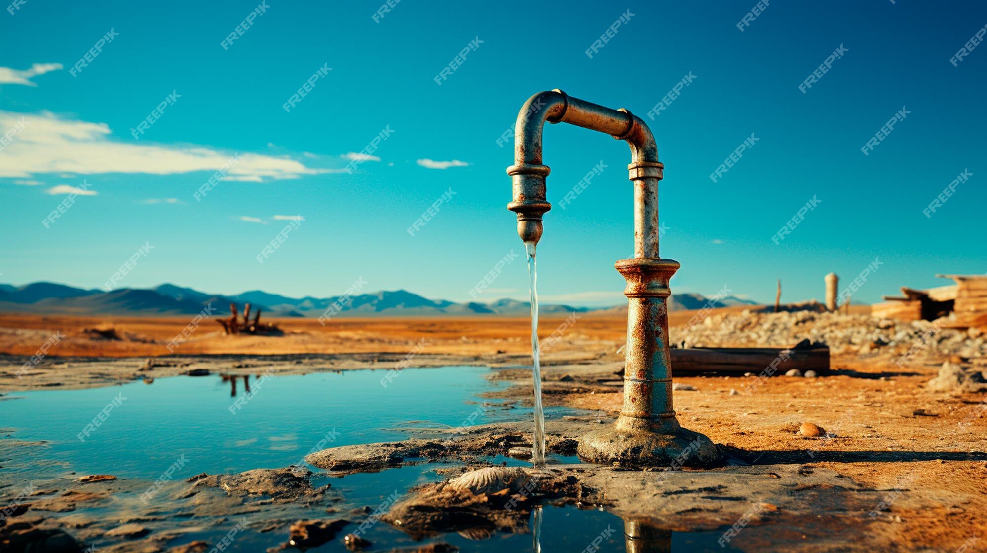 Premium Photo The water in the desert desert