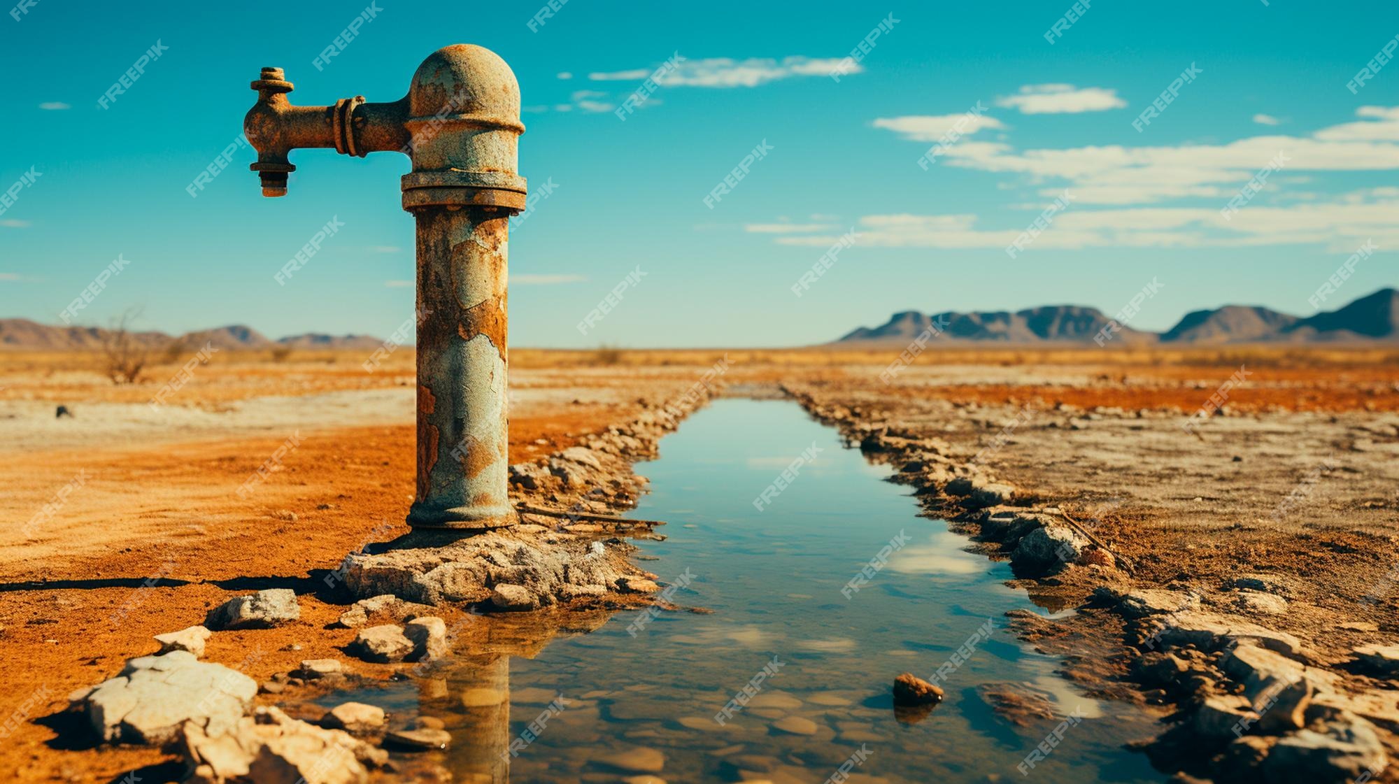 Premium Photo The water in the desert desert