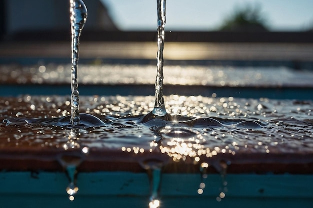 Water dripping from a rooftop