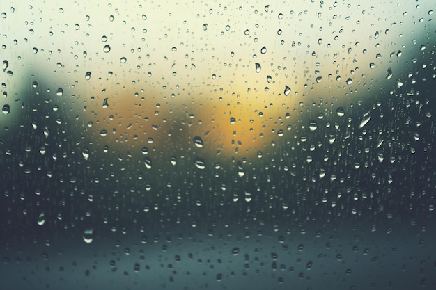 Water drop abstract on glass in rainy day and dark weather