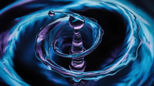 Water drop collision with abstract blue effect