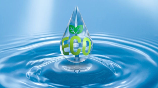 Photo water drop for eco concept 3d rendering