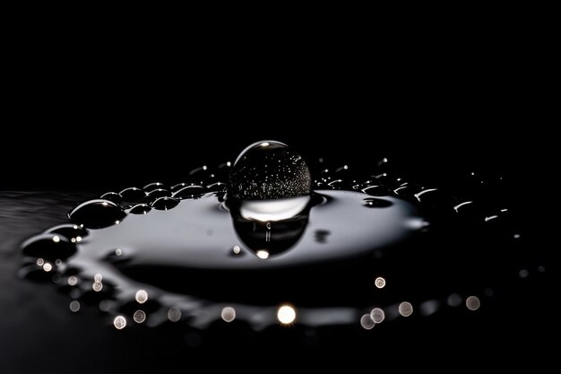 Water drop falling down on surface Collagen vitamin or serum drop splash Generative AI