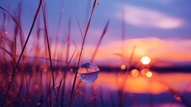 Photo water drop on the grass