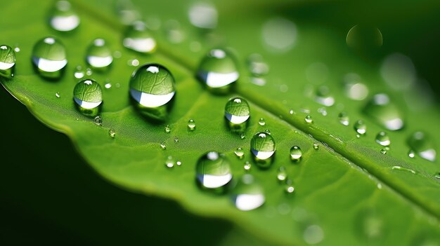 water drop on green leaf