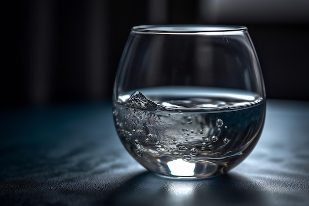 Photo water drop into glass