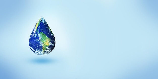 Water drop made with world map The concept for World water day Save the earth Climate change