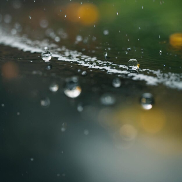 Water Drop on Road During Rainy Days Close Up Shot Dramatic Scene Wet Urban Photo