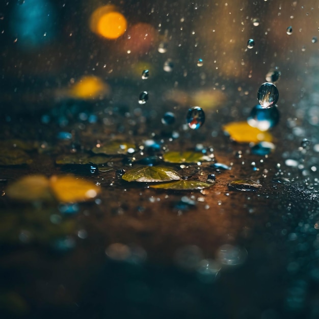 Water Drop on Road During Rainy Days Close Up Shot Dramatic Scene Wet Urban Photo