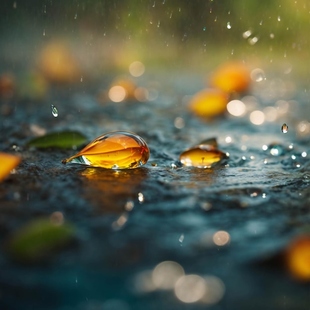 Water Drop on Road During Rainy Days Close Up Shot Dramatic Scene Wet Urban Photo