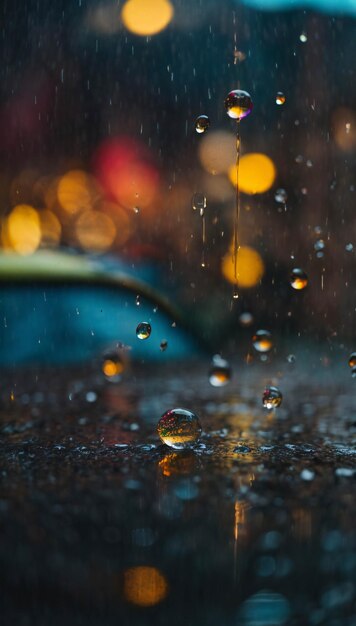 Water Drop on Road During Rainy Days Close Up Shot Dramatic Scene Wet Urban Photo