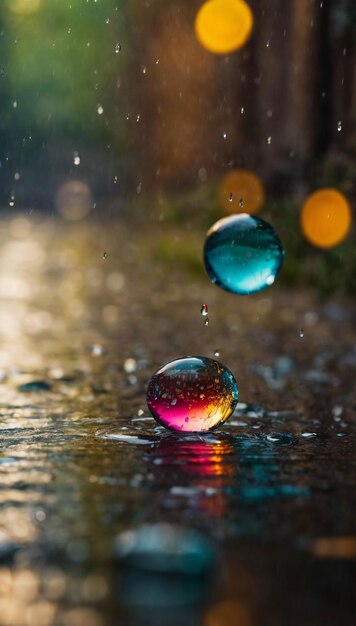 Water Drop on Road During Rainy Days Close Up Shot Dramatic Scene Wet Urban Photo