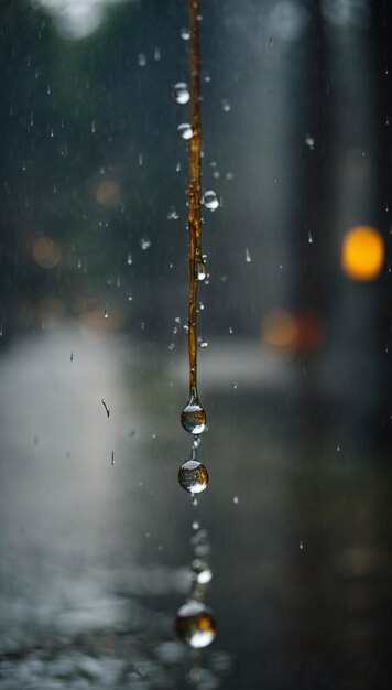 Water Drop on Road During Rainy Days Close Up Shot Dramatic Scene Wet Urban Photo