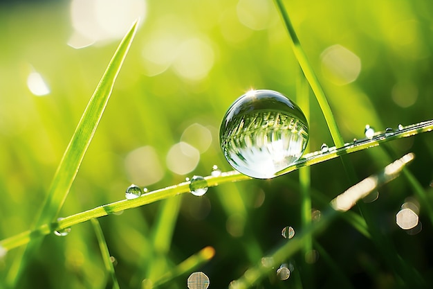 Water drop sparkle on a blade of grass
