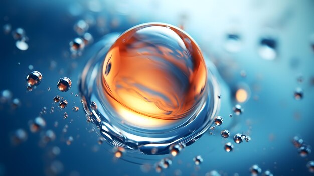 A water drop surrounded by bubbles or foam