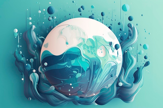 Капля воды с землей Всемирный день воды AI Generative