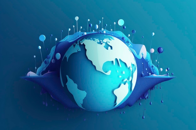 Water drop with earth World Water Day AI Generative