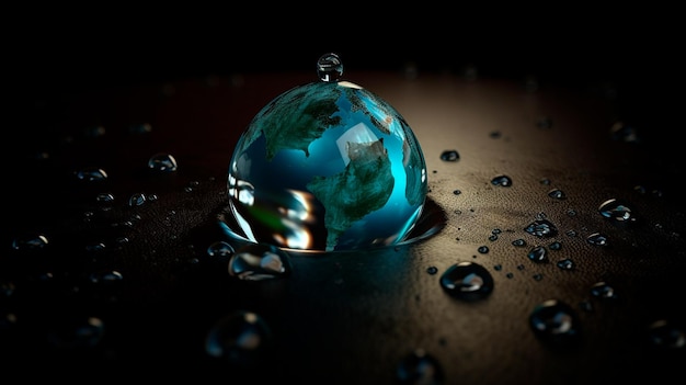 Water drop with earth for World Water Day Generative AI