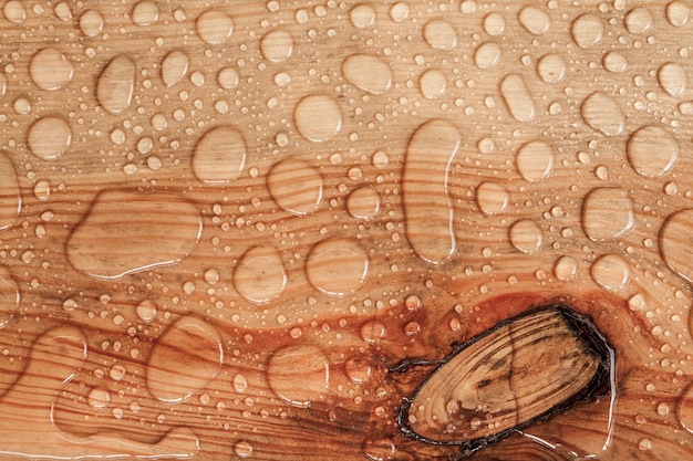 Water drop on a wooden background